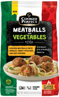 cooked perfect chicken meatballs with vegetables