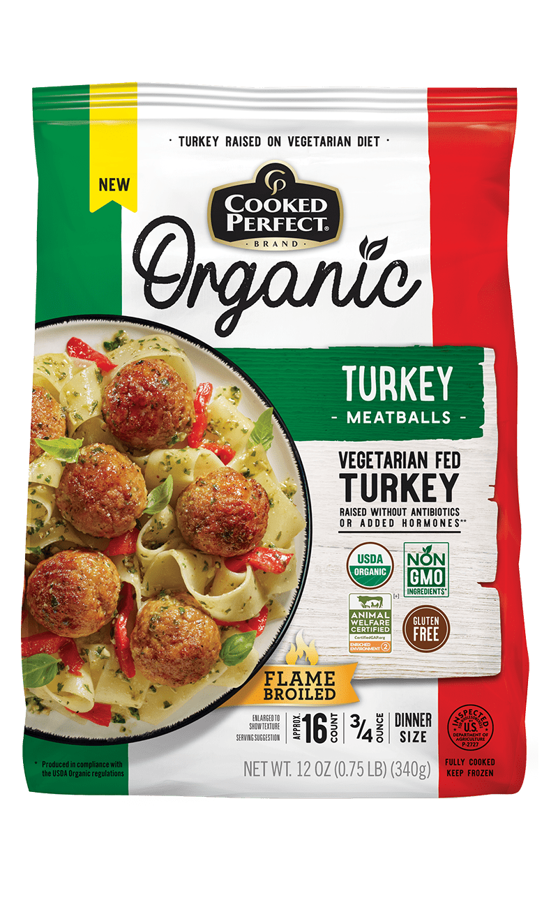 cooked perfect organic turkey meatballs